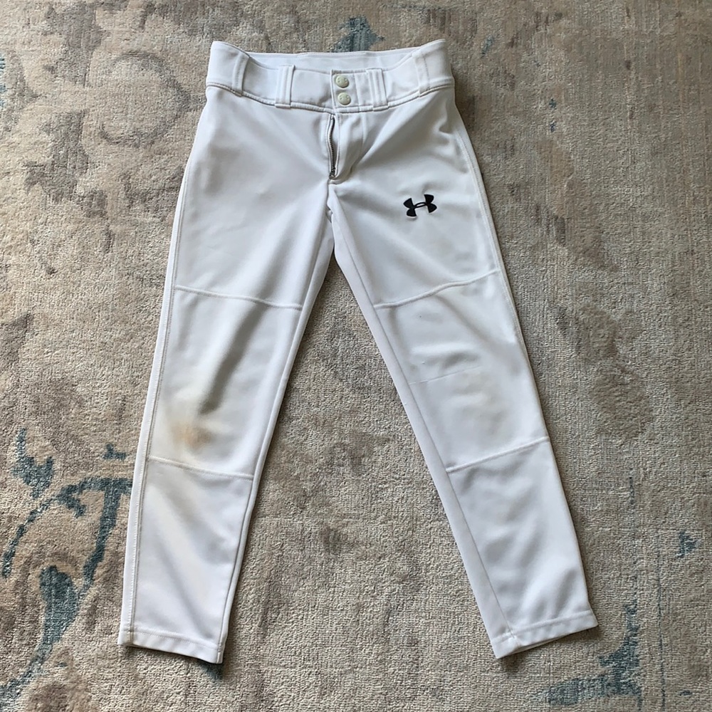Kids Under Armour White Baseball Pants